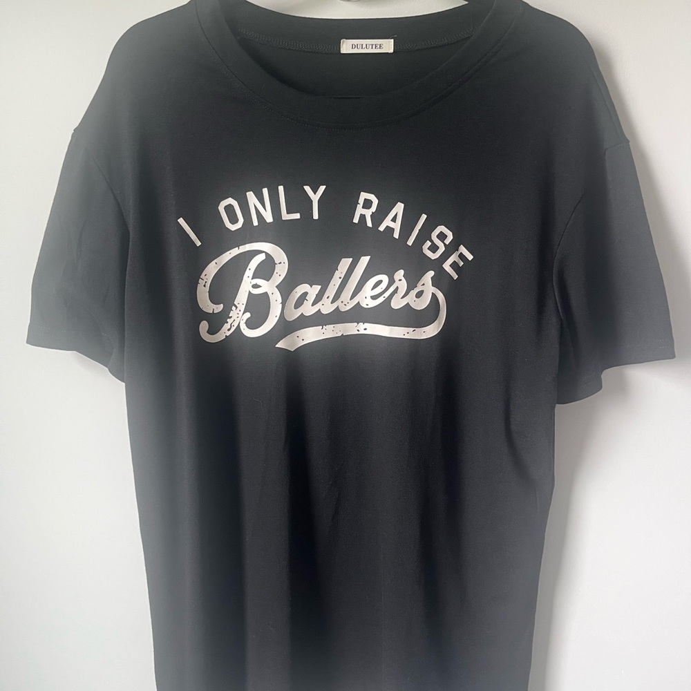 Black Graphic Tee with White Print